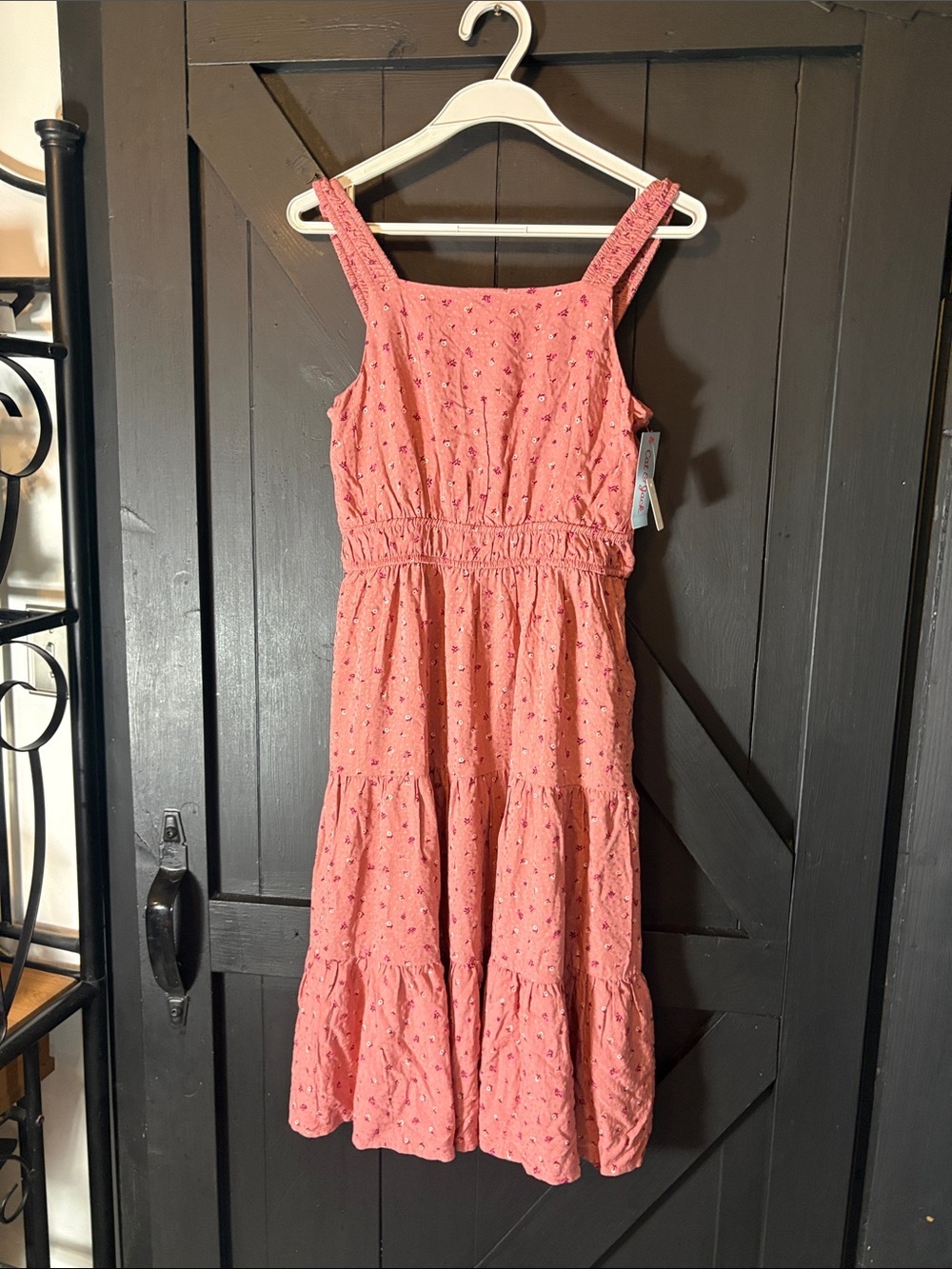 Cat & Jack Coral Pink Tiered Sundress with Tiny Floral Print